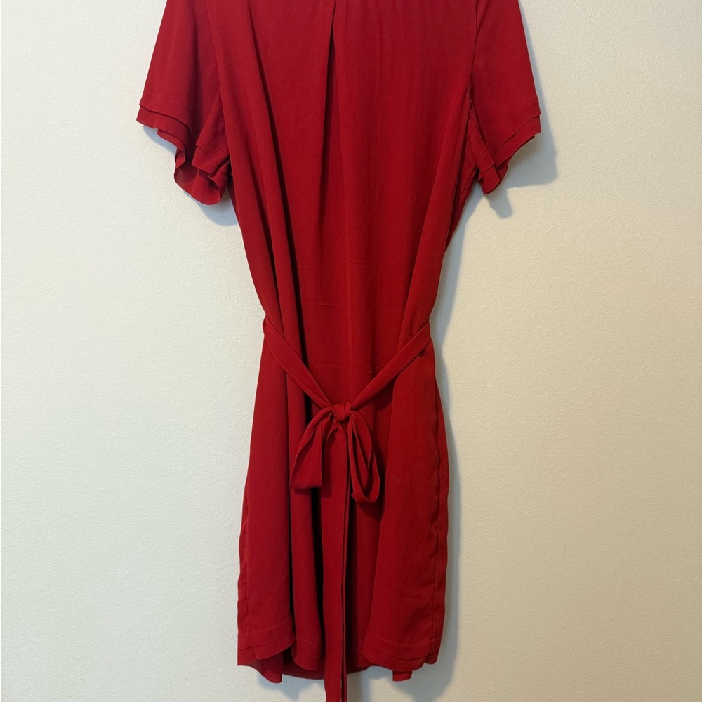 Banana Republic Red Tie Sundress with Flutter Sleeves